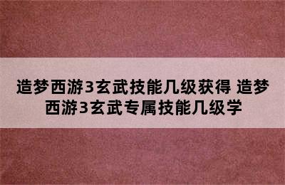 造梦西游3玄武技能几级获得 造梦西游3玄武专属技能几级学